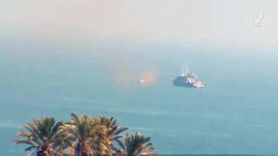 ISIS militant fires guided missile on Egyptian patrol ship - Rafah, Sinai (2015)