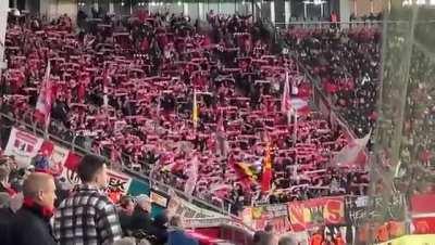 Union supporters singing &quot;Always look on the bright side of life&quot; at 4:0 for Leverkusen