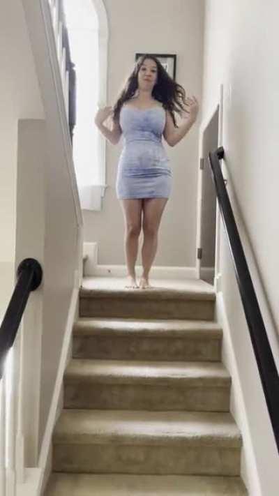 Asked my wife to walk down the stairs in a sexy way and this happened…