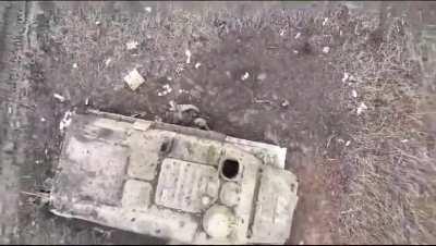 An Abandoned Russian MT-LB is destroyed by a Ukrainian Drone Drop Munition [Published 22/12/2023]