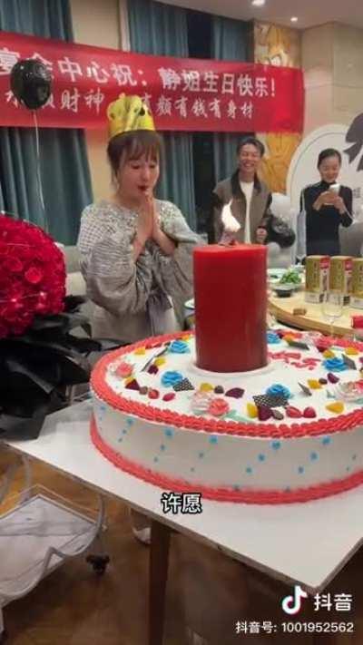 Giant candle birthday cake