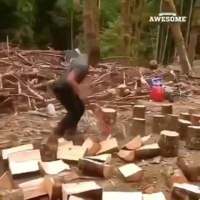 Just a dude chopping wood