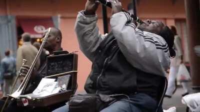 Clarinetist Doreen Ketchens performing &quot;When the Saints Go Marching In&quot; in New Orleans in 2012. Wait for it...