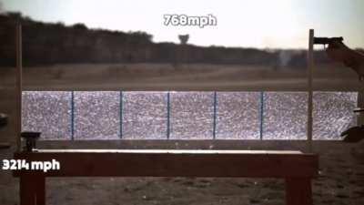 Speed of glass shattering vs bullet