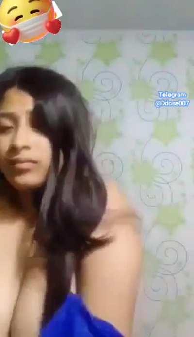 🥵Extremely Horny Big Boobie Desi GF gets Convinced by her long distance boyfriend to record herself Playing with her Big Titties &quot; Full 4min Video &quot; 🥰🔥