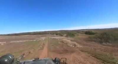 Ua pov Russian ATGM narrowly misses a Ukrainian BTR, 1st person view from crewman