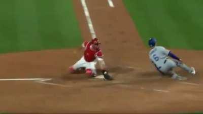 This baseball player slides into home with pizzazz!