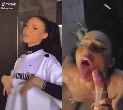 Tiktok slut worships cock and milks out a MASSIVE facial