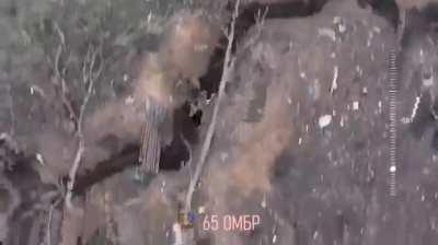 Ukraine use FPV as divide bomber to hit Russians in trench, Feb 2024