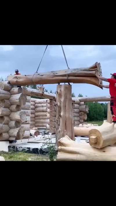 Wooden house construction.