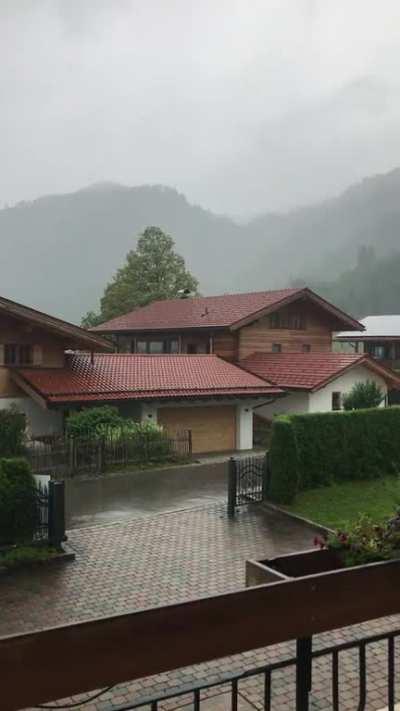 Heavy rain in a sleepy German village