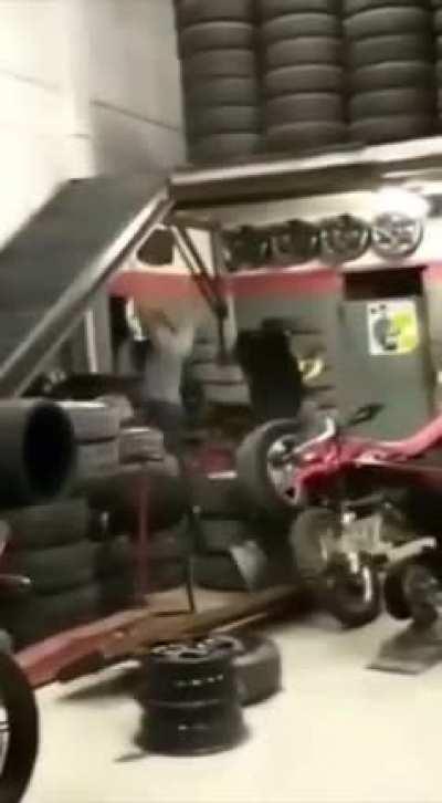 WCGW with riding a dirt bike up the stairs