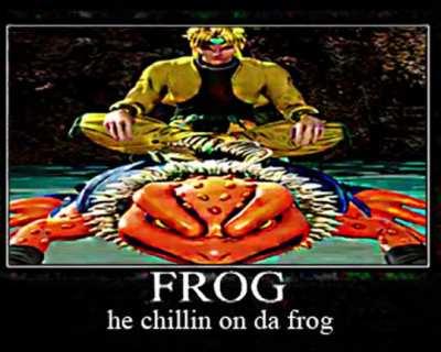 he do be chillin on da frog doe