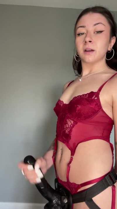 Say YES if you're all in for rocking my red lingerie while you ride my 10-inch girl cock.