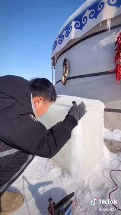 Making an ice chest from ice