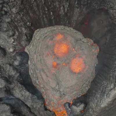 Volcanic eruption from above.