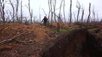 Russian shells landing close to a BBC cameraman and reporter, in Donetsk province.