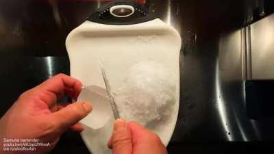 Shaving a cube of clear ice