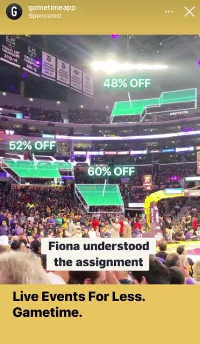 Fiona on Gametime Instagram Story. (Have any of these aired on live TV?)