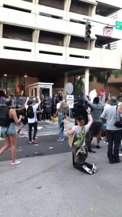 Miami-Dade PD fires tear gas and rubber bullets into crowd or protesters chanting “I can’t breathe”