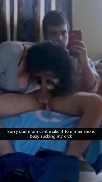 Mom is busy sucking my big cock 