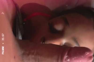 Ebony slobbering on some Latino dick