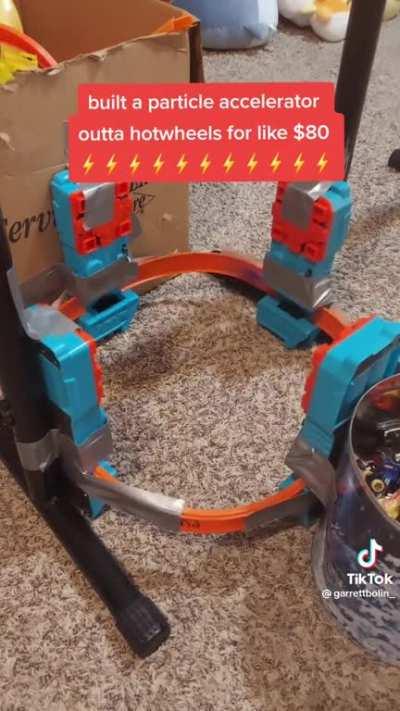 Home made particle accelerator made from Hot Wheels.