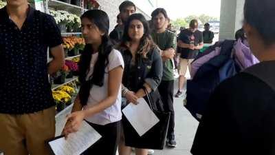 The line up for food basics hiring in Hamilton