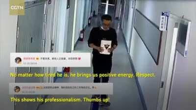 In China, this teacher was captured on camera just before entering his classroom. He pauses, takes a deep breath, then forces a smile before he walks in. Not all heroes wear capes.