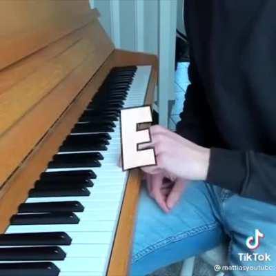 Guy tunes his piano so every key is an E (a very long set up to a dad joke)