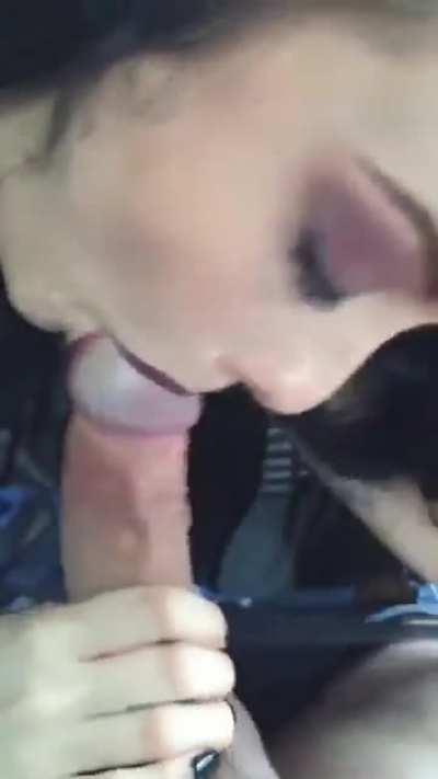 Blowjob blow suck car goth painted nails pale wink slut