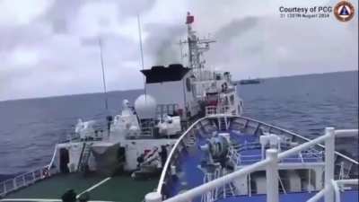 Saturday, August 31st, 2024, China Coast Guard vessel #5205 aggressively cut off and rammed the Philippine Coast Guard vessel BRP Teresa Magbanua (MRRV-9701) near Escoda Shoal, located 75 nautical miles from Palawan, Philippines.