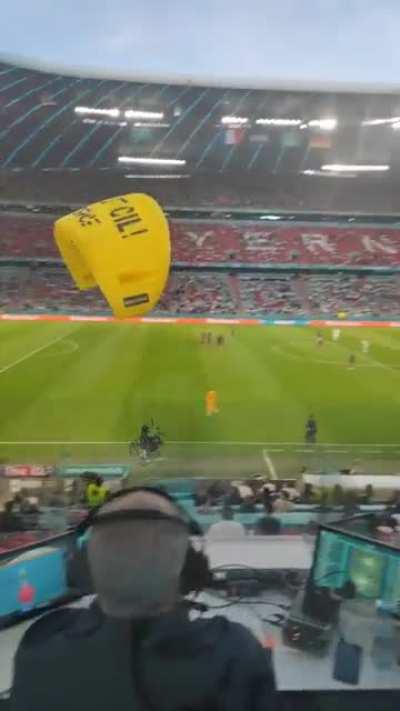 Protestor crashed parachute at Euro 2020 match between France and Germany, nearly hits crowd