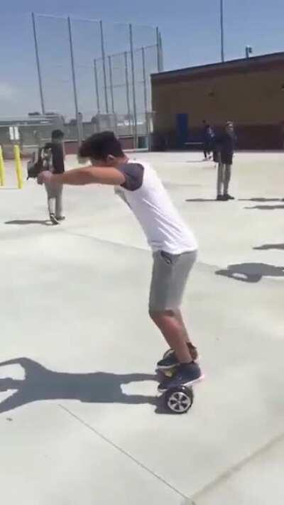 Showing off on a hoverboard