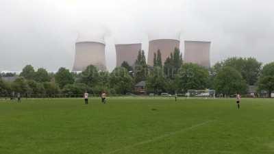 Football match interrupted by power station demolition explosion