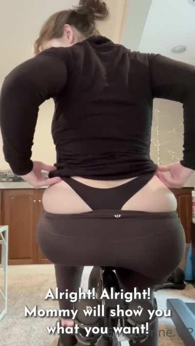 Mom Flashes You Her Phat White Ass While She's On The Exercise Bike