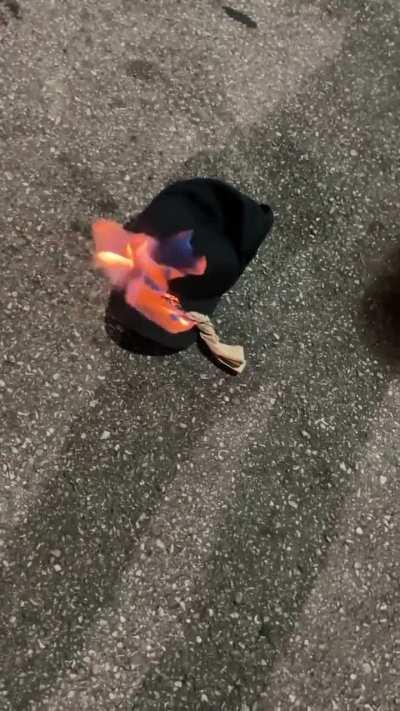 Tuesday was my last day so I burnt my hat Outback after close. Hung it up on the office after lmao