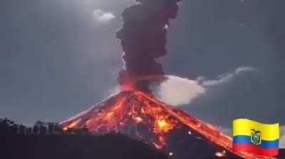 Volcano eruption in Ecuador, Sunday morning.