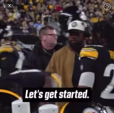 Broderick Jones &amp; Mike Tomlin hyped after the opening drive, from the Titans game.