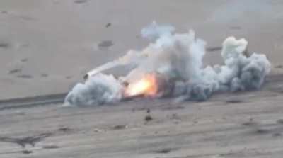 Alternate view of the earlier Russian BMP-2 mine explosion in Kursk