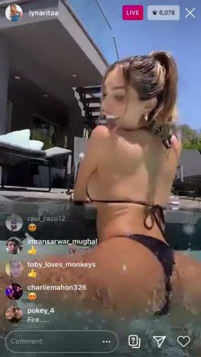 Lyna twerking in a pool on instagram live