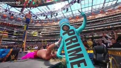 KSI takes a table bump at Wrestlemania 39!