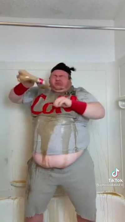 He definetely likes diet coke especially in bathtub