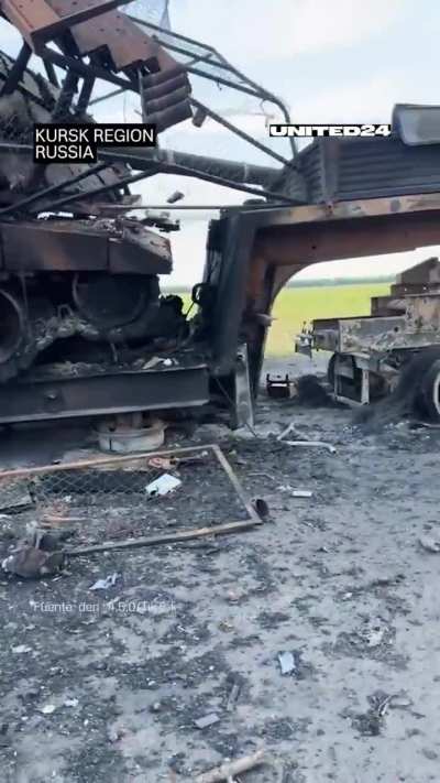 Destroyed Russian tanks by the Ukrainian military in Kursk region, Russia 