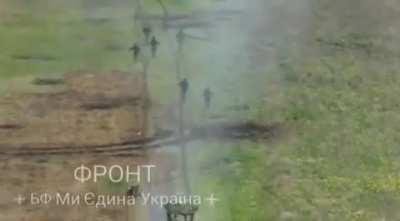 Russian armored vehicle hits a mine laid by a Ukrainian drone and gets abandoned. June 2024