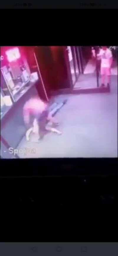 Guy knocks out another person then breaks BOTH OF HIS ELBOWS after a political disagreement (Serbia, Novi Sad)