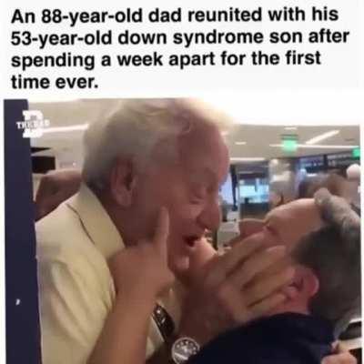 This 88 year-old father had been apart from his 53 year-old son with down syndrome for the first time in his life.