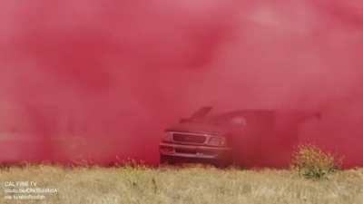 The force of water dropping from a firefighting plane