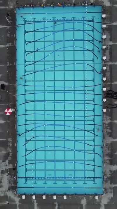 Changing the lap lanes in an olympic sized swimming pool