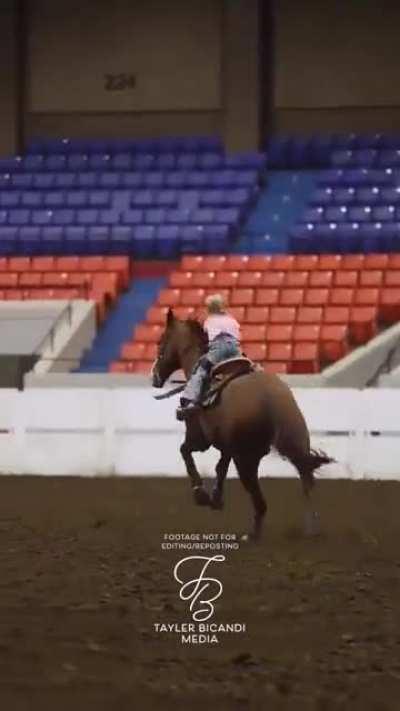 Brave little kid on a horse